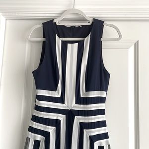 Navy and White Midi length dress